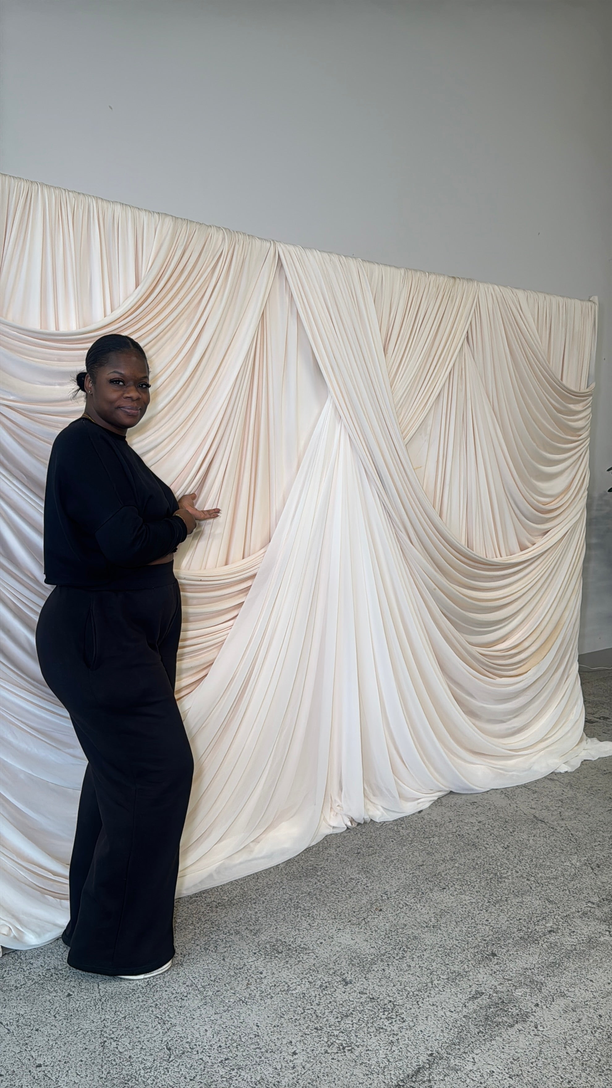 Luxury Drapery Masterclass booking visual showing a draped training setup